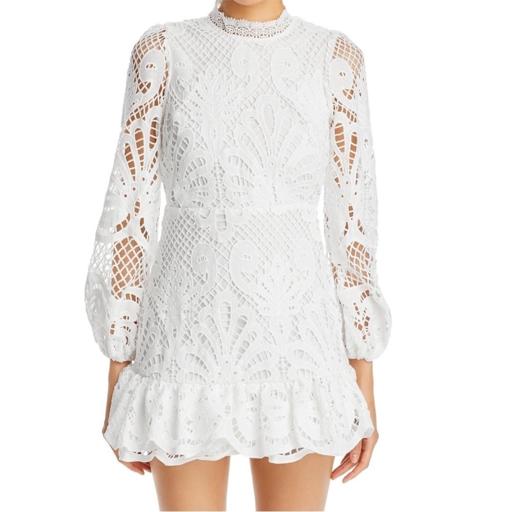 NWT Layered with Love white lace mini dress lined bridal medium m